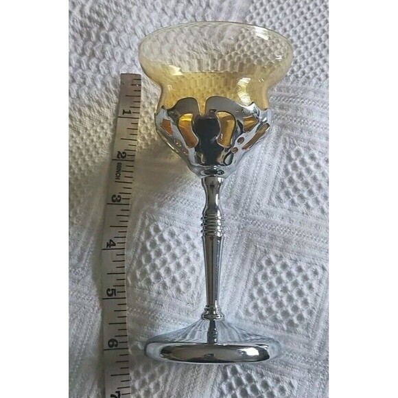 (2) 1940s Art Deco Farber Bros Krome Kraft Amber Cambridge Glass Cordials - Picture 6 of 7